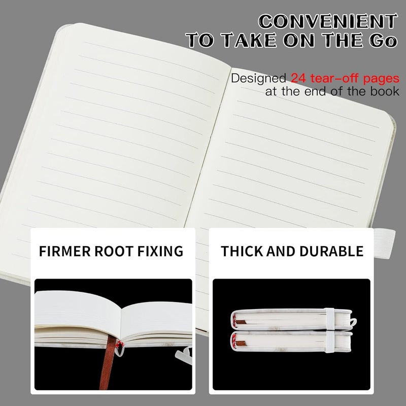 Animusphere 2Pack Pocket Notebook Small Notebook Journal Notebook 4 inches x 5.7 inches 200 Pages Leather Cover With Pen Holder Page Marker Ribbons (Marble) - Image 3